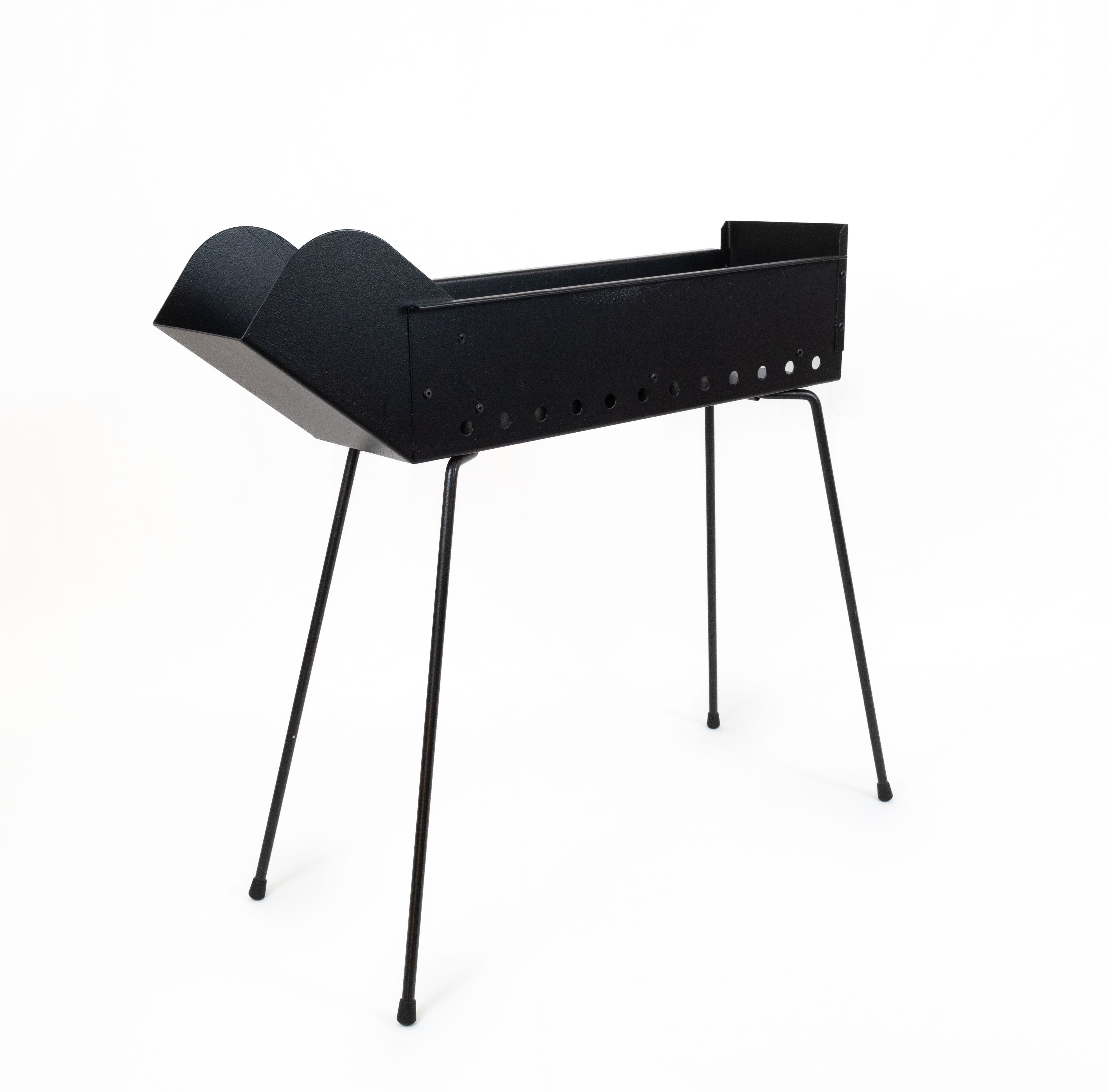 Cuocispiedini Carbonella Carbone Barbecue Acciaio Nero Dimensioni 80 x 14 x 75 cm Arrosticini Spiedini Gambe Richiudibili Resistente Fori Areazione Calibrati Feste Sagre Pic Nic Campeggio