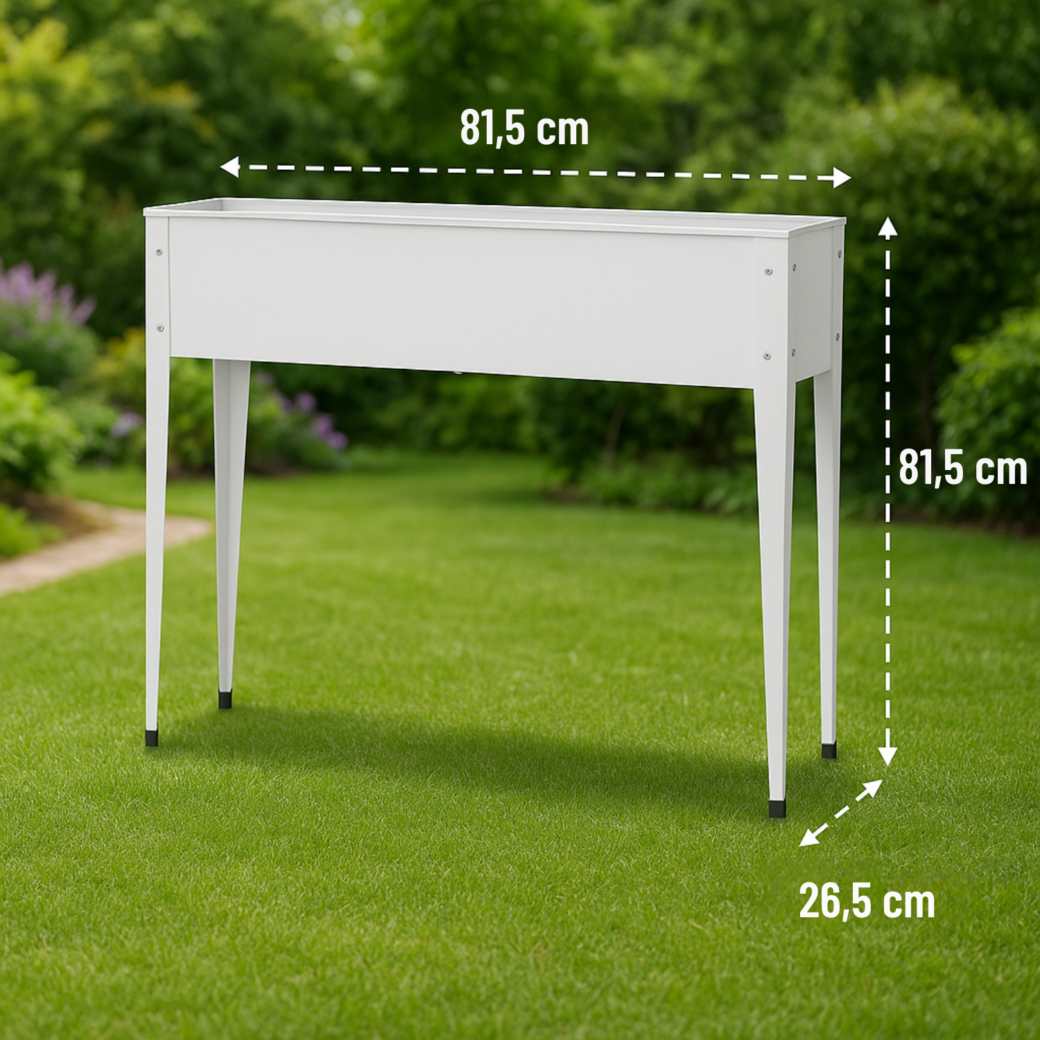 Fioriera Da Esterno Rialzata Giardino Bianco Aiuola Metallo Rialzata Vaso Orto Rettangolare Alta Pianta Fiore Balcone Terrazzo Resistente