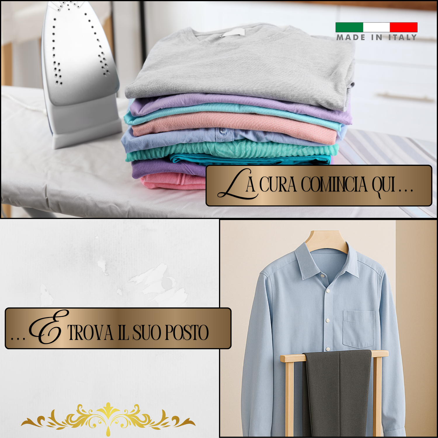 Asse da Stiro Legno Luxury Quality Porta Caldaia Faggio Con Indossatore Appendiabiti Legno Naturale Salvaspazio Vestiti Rotelle Servo Muto Antiscivolo Stabile