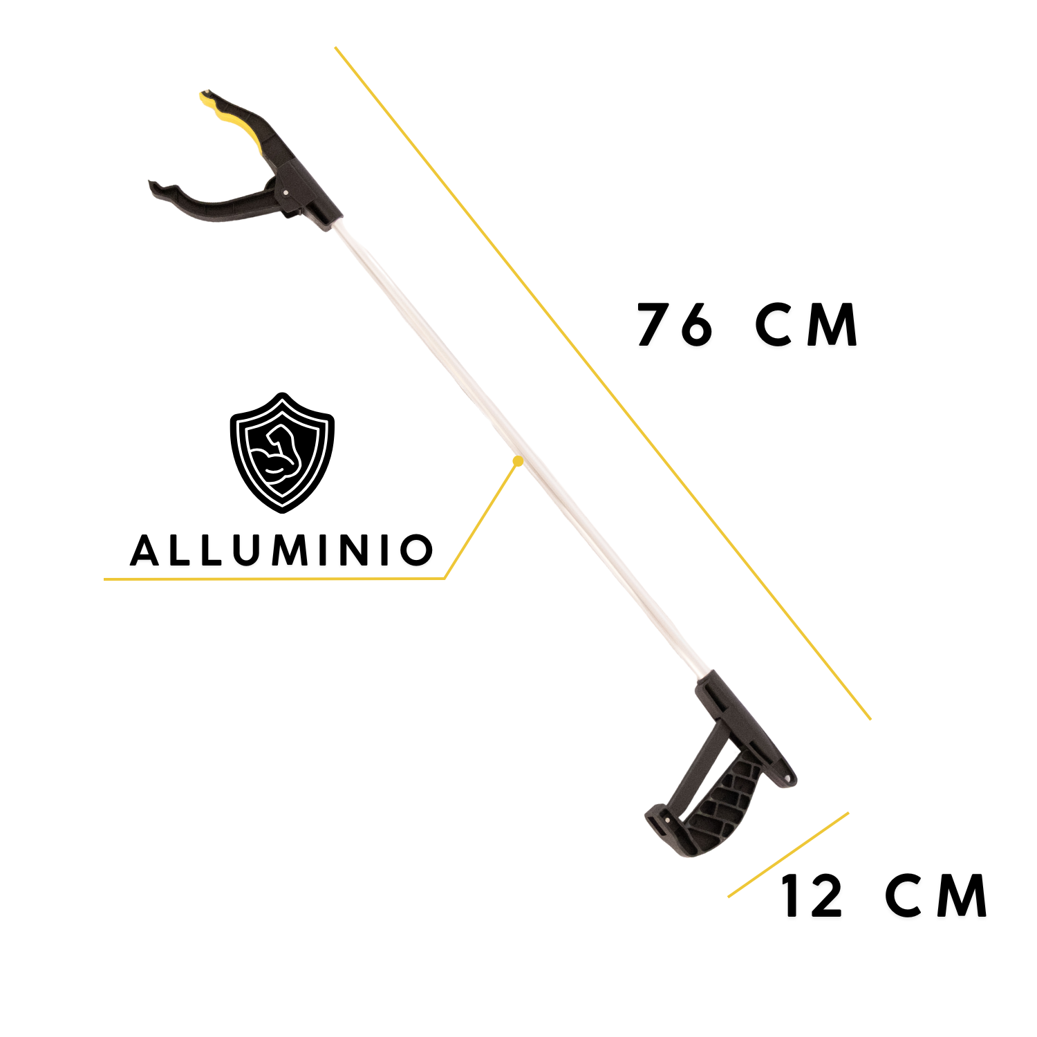 Pinza Prensile Anziani Bastone in Alluminio Raccogli Rifiuti Oggetti Adulti Disabili Morsetto Rotante 360° Zigrinato Portatile Raccoglitore Immondizia Giardino Casa Parco Spiaggia