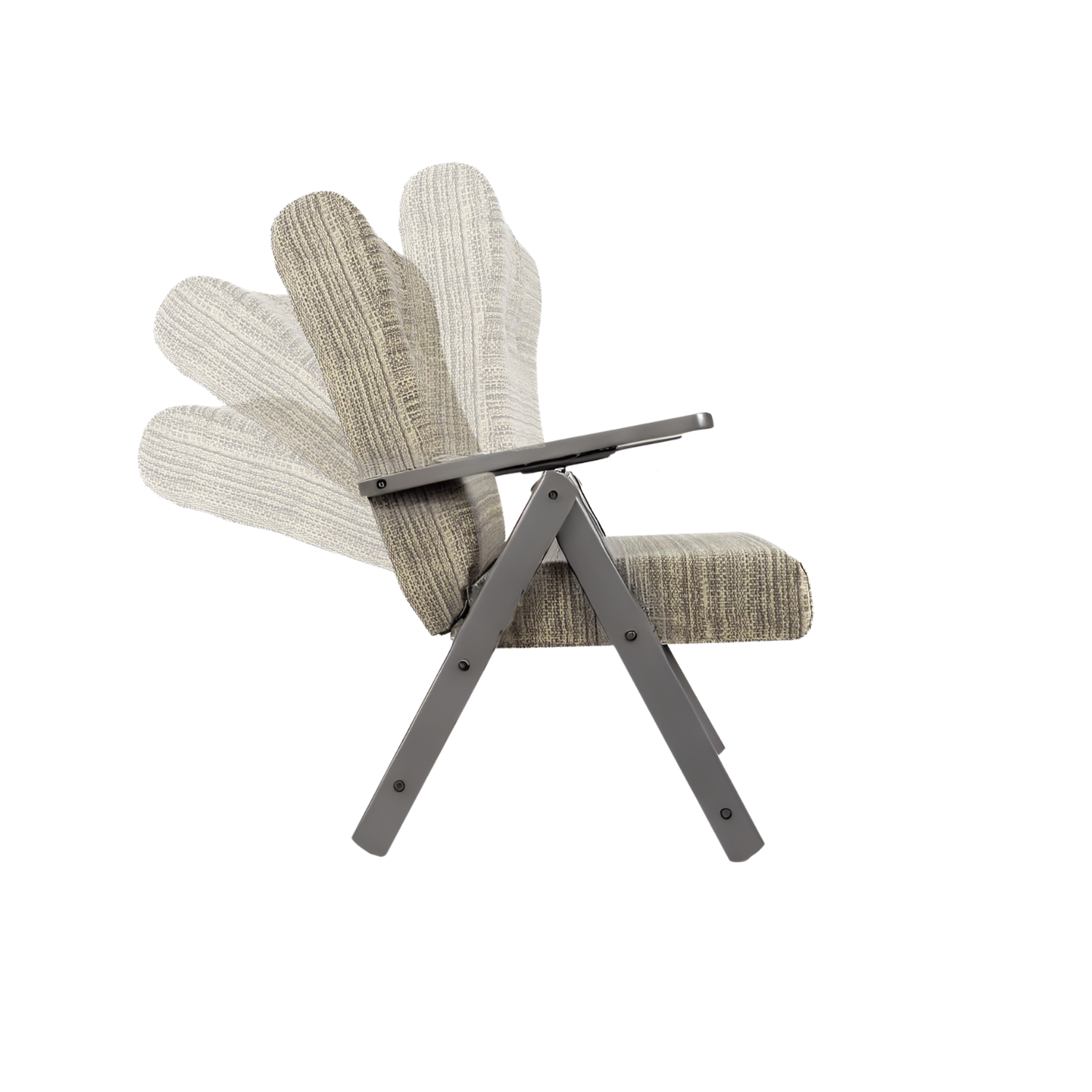 Poltrona Relax Tessuto Reclinabile Manuale Tortora Sedia Sdraio Confortevole Ergonomica