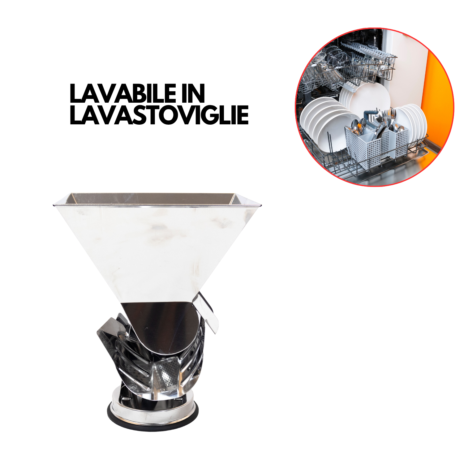 Spremipomodoro Manuale Acciao Inox Made in Italy Filtro Inossidabile Retina Ventosa Antiscivolo Passapomodoro Marmellate Confetture Uso Domestico