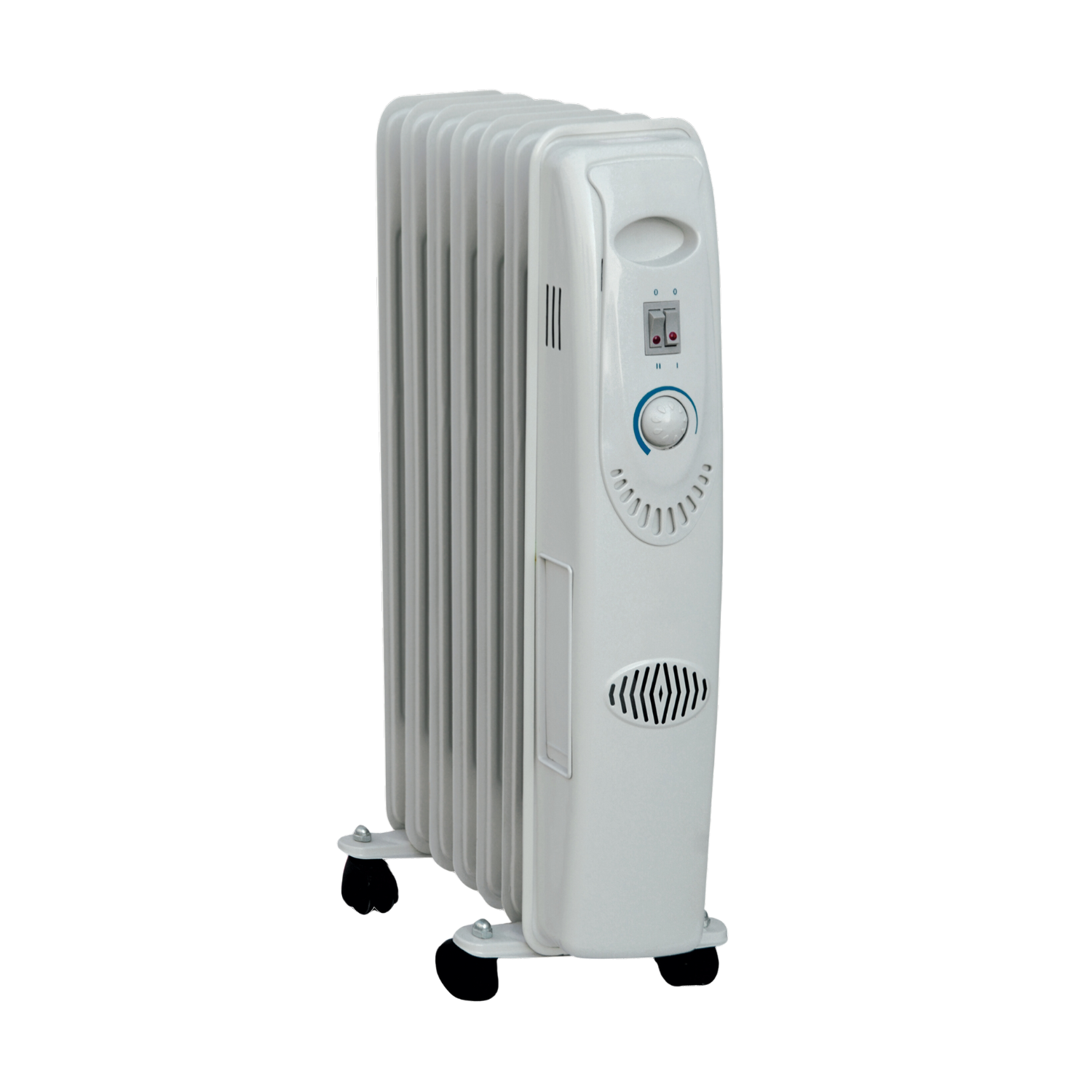 Radiatore Olio Elettrico Basso Consumo Bianco 7 Elementi 3 Livelli Riscaldamento Elettrico Termostato Regolabile Trasportabile 1500 W Protezione Surriscaldamento Casa