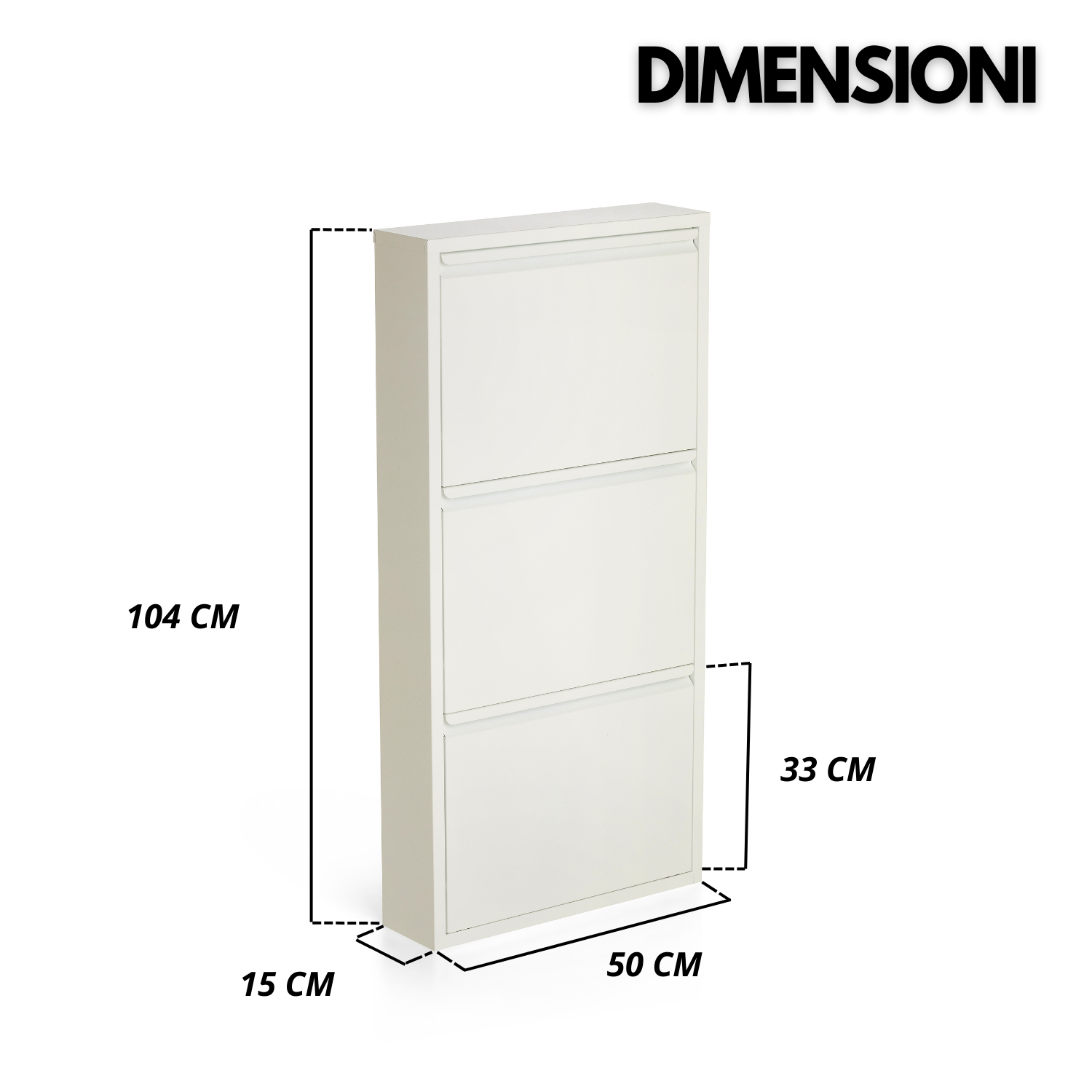 Scarpiera Salvaspazio Slim Set da 3 Metallo 3 Ante Bianca Dimensioni 105 x 50 x 15 cm Ripiani a Ribalta Sincronizzati Porta Scarpe Assemblata Ingresso Camera