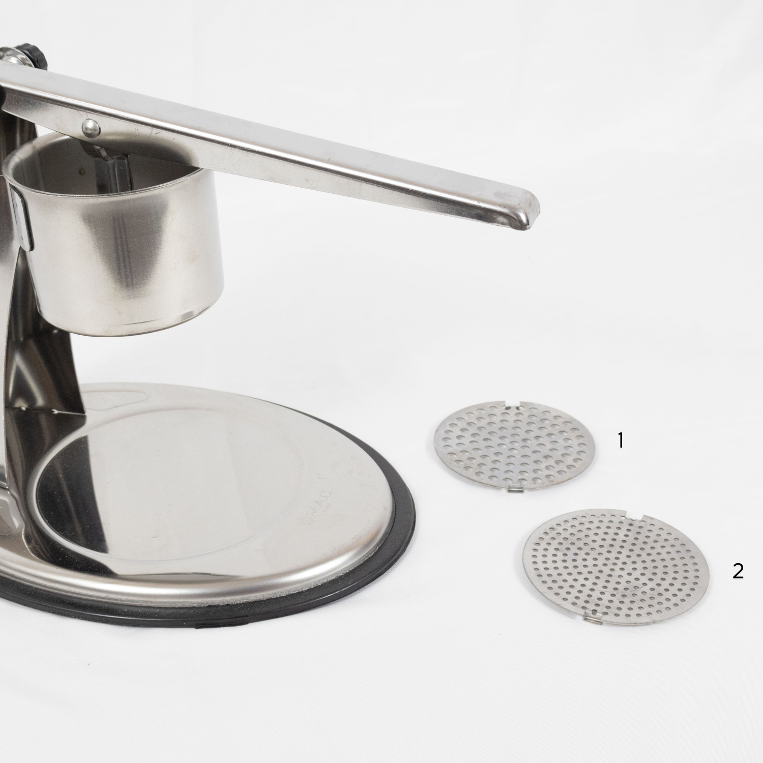 Schiacciapatate Acciaio Inox 18/10 Purè di Patate Made in Italy 2 Filtri Intercambiabili Passapatate Manuale Schiacciapassatelli Lavabile in Lavastoviglie Verdura Frutta Cibo Neonati