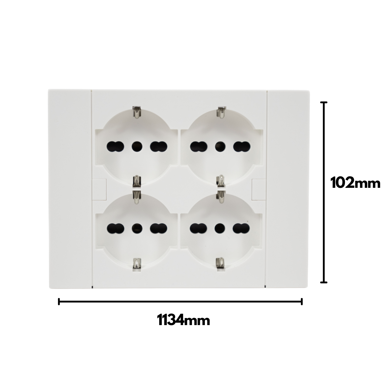 Multipresa da Incasso Quadra 4 Posti Universali P40 Bianca Compatibile Muratura Cartongesso Spine Standard Italiano Tedesca Cablaggio Rapido Presa Multipla Salvaspazio Adattatore