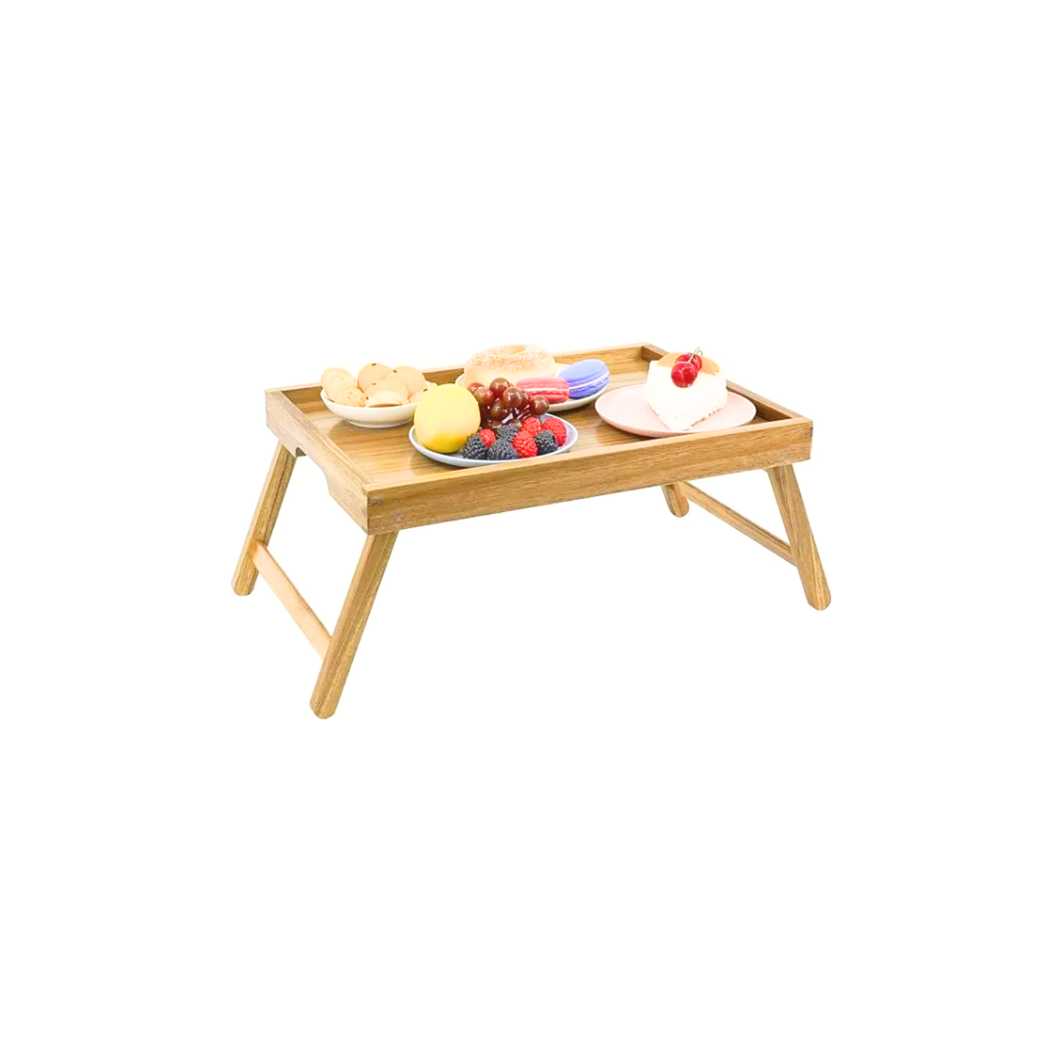 Vassoio Letto Pieghevole Bamboo Multifunzionale Colazione Dimensioni 50 x 30 x 22 cm Relax Design Naturale