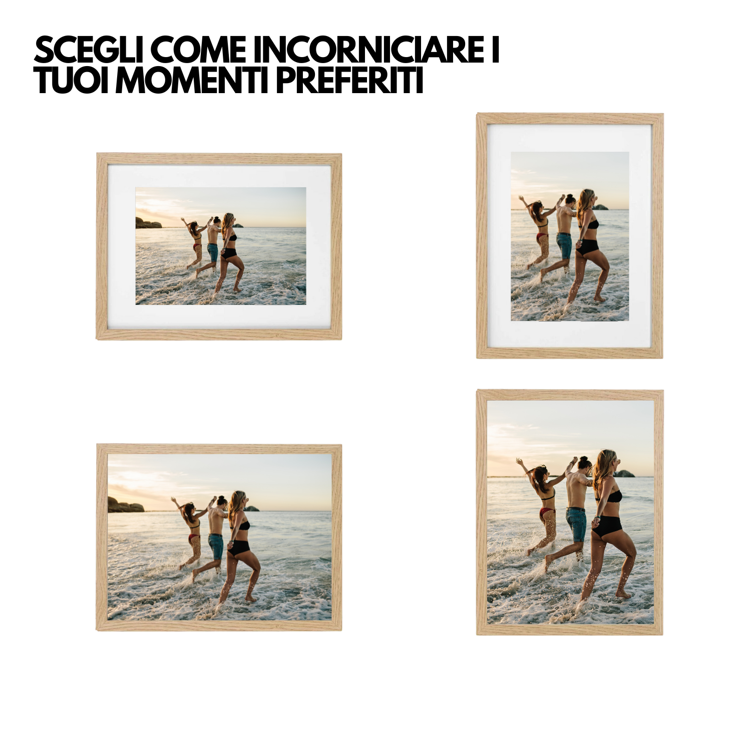 Cornice 30 x 40 cm Legno Naturale Set da 3 Premium Quality Parete Portafoto Foto Immagini Tavolo Casa Ufficio