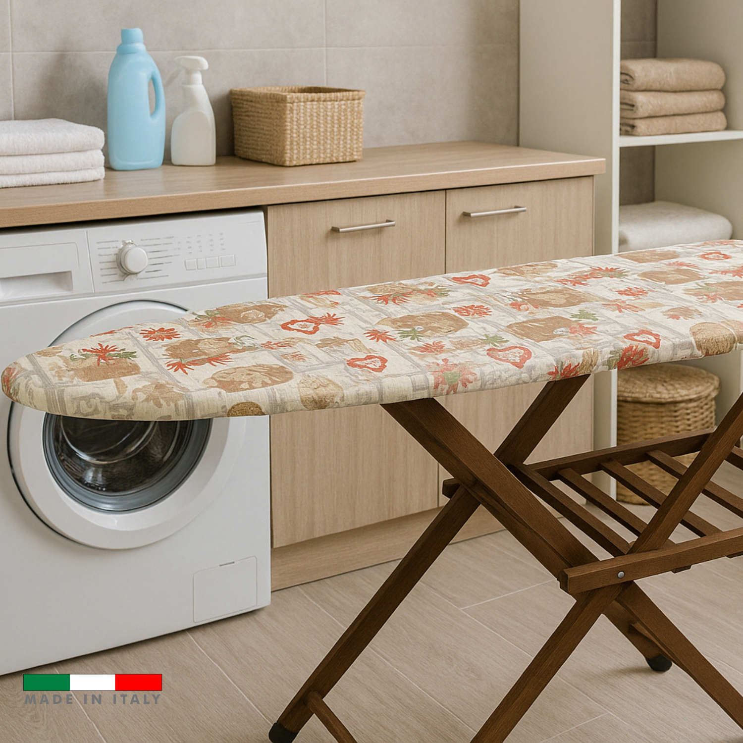 Asse da Stiro Legno Luxury Quality Porta Caldaia Faggio Con Indossatore Appendiabiti Legno Noce Salvaspazio Vestiti Rotelle Servo Muto Antiscivolo Stabile