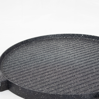 Bistecchiera Antiaderente Pietra Made in Italy Alluminio Pressofuso Reversibile Piano Cottura Grill Fornello Gas Forno Padella Piastra Liscia Rigata Manico Removibile