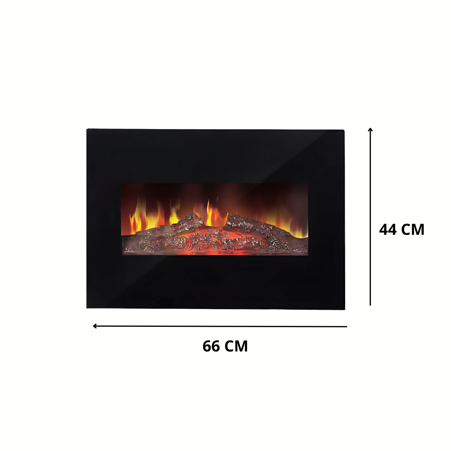 Caminetto Elettrico Parete Camino Nero Termostato Regolabile Effetto Fuoco Fiamma Timer Telecomando Remoto Stufa Termica 2 Potenze Calore Silenzioso