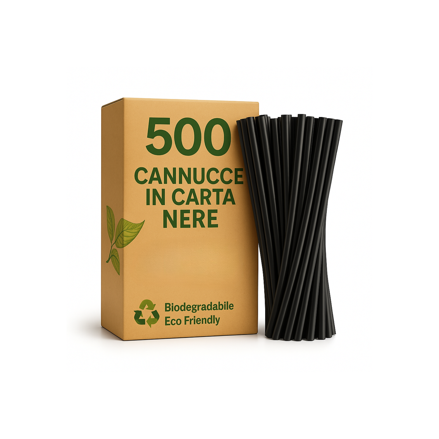 Cannucce Carta Nera Biodegradabili Compostabili Ecologiche Cannuccia Monouso Bastoncini Bevande Bibite Cocktail Caffè Compleanno Feste Casa Bar Ristoranti Eventi