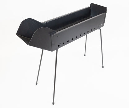 Cuocispiedini Carbonella Carbone Barbecue Acciaio Nero Dimensioni 80 x 14 x 75 cm Arrosticini Spiedini Gambe Richiudibili Resistente Fori Areazione Calibrati Feste Sagre Pic Nic Campeggio