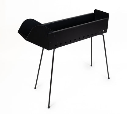 Cuocispiedini Carbonella Carbone Barbecue Acciaio Nero Dimensioni 80 x 14 x 75 cm Arrosticini Spiedini Gambe Richiudibili Resistente Fori Areazione Calibrati Feste Sagre Pic Nic Campeggio