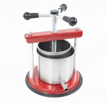 Torchietto Premitutto Acciaio Inox Diametro 12 cm Capacità 2,5 Litri Pressa Manuale Premitura Mirto Vino Liquori Spremute Succhi Frutta Agrumi Alimenti Carne Melanzane Conserve