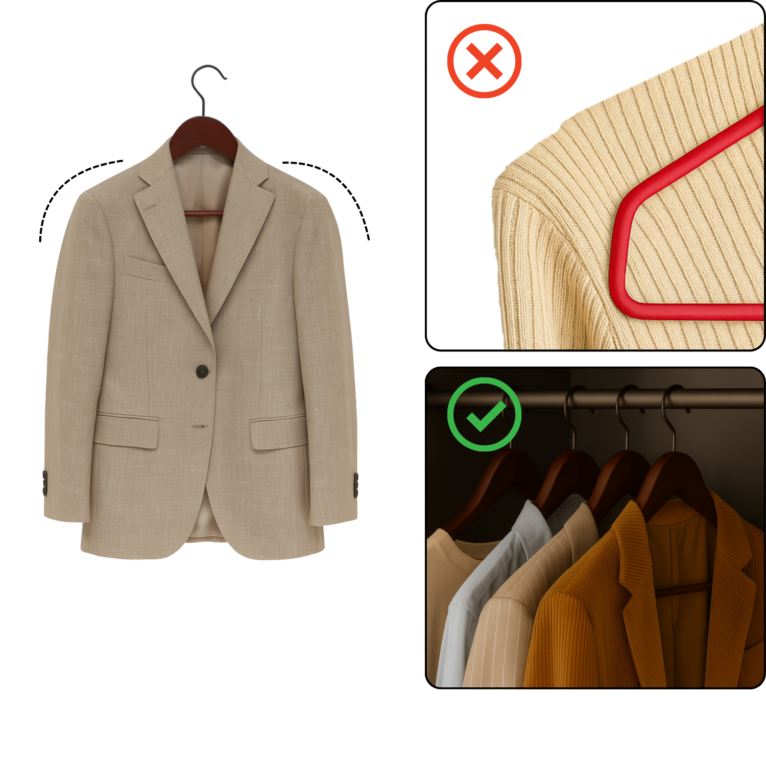 Grucce Appendiabiti Legno Spalla Larga Luxury Quality Stampelle Vestiti Abiti Giacche Camicie Barra Pantaloni Cappotto Gancio Girevole 360° Resistenti Antiscivolo Atelier