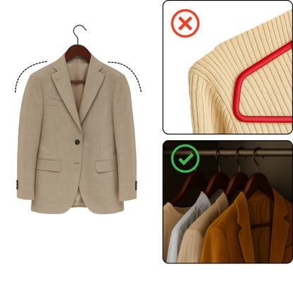 Grucce Appendiabiti Legno Spalla Larga Luxury Quality Stampelle Vestiti Abiti Giacche Camicie Barra Pantaloni Cappotto Gancio Girevole 360° Resistenti Antiscivolo Atelier