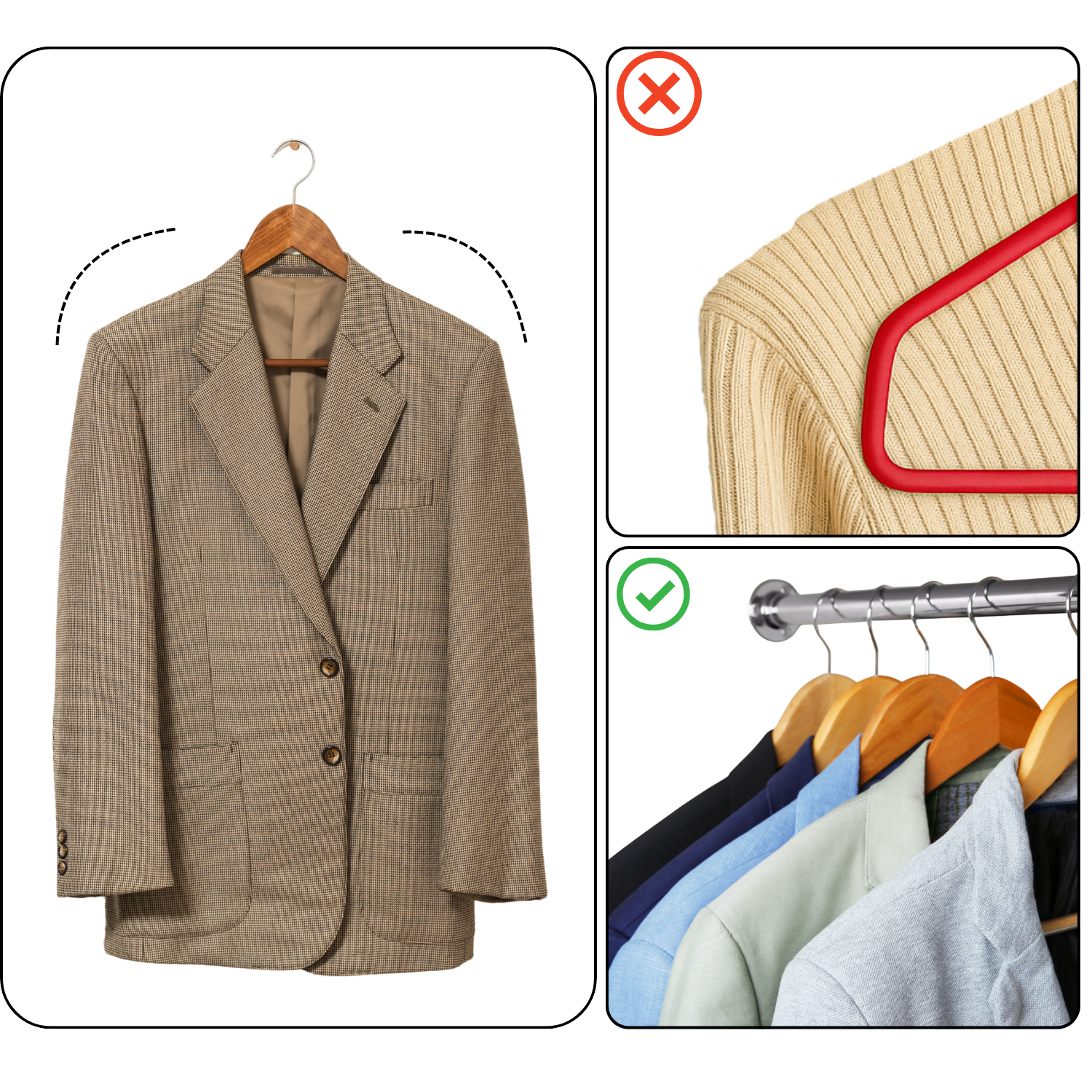 Grucce Appendiabiti Legno Spalla Larga Luxury Quality Stampelle Vestiti Abiti Giacche Camicie Barra Pantaloni Cappotto Gancio Girevole 360° Resistenti Antiscivolo Atelier