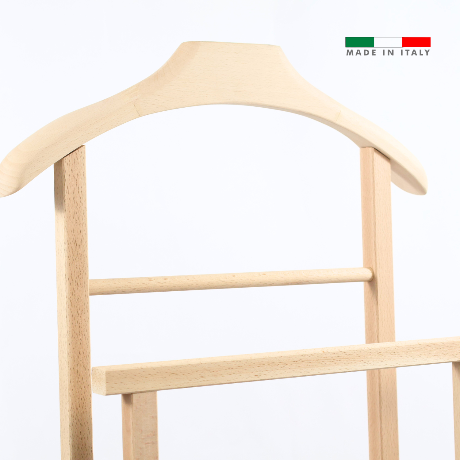 Asse da Stiro Legno Luxury Quality Porta Caldaia Faggio Con Indossatore Appendiabiti Legno Naturale Salvaspazio Vestiti Rotelle Servo Muto Antiscivolo Stabile