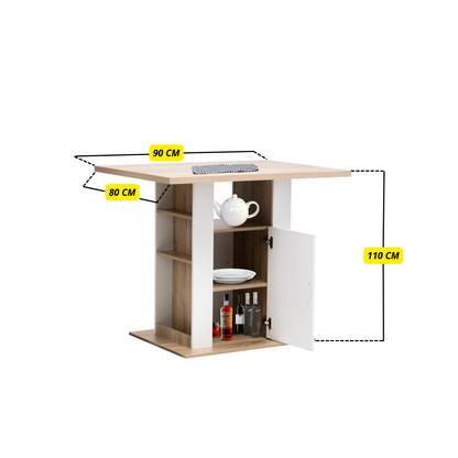 Isola Cucina Piano Lavoro Indipendente Mobile Cucina Credenza Legno Rovere 90 x 80 x 110 cm 2 Ante Cassetti Ripiani Moderno Tavolo Versatile Soggiorno Sala Pranzo