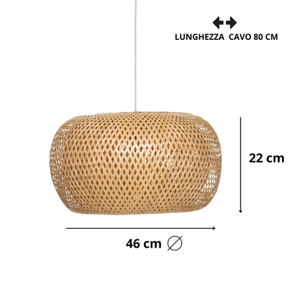Lampada Sospensione 1 Luce E27 Industriale Bamboo Vintage Motivo Griglia Plafoniera Lampadario Soffitto Paralume Ferro Illuminazione Sala Pranzo Soggiorno Camera Letto Ufficio
