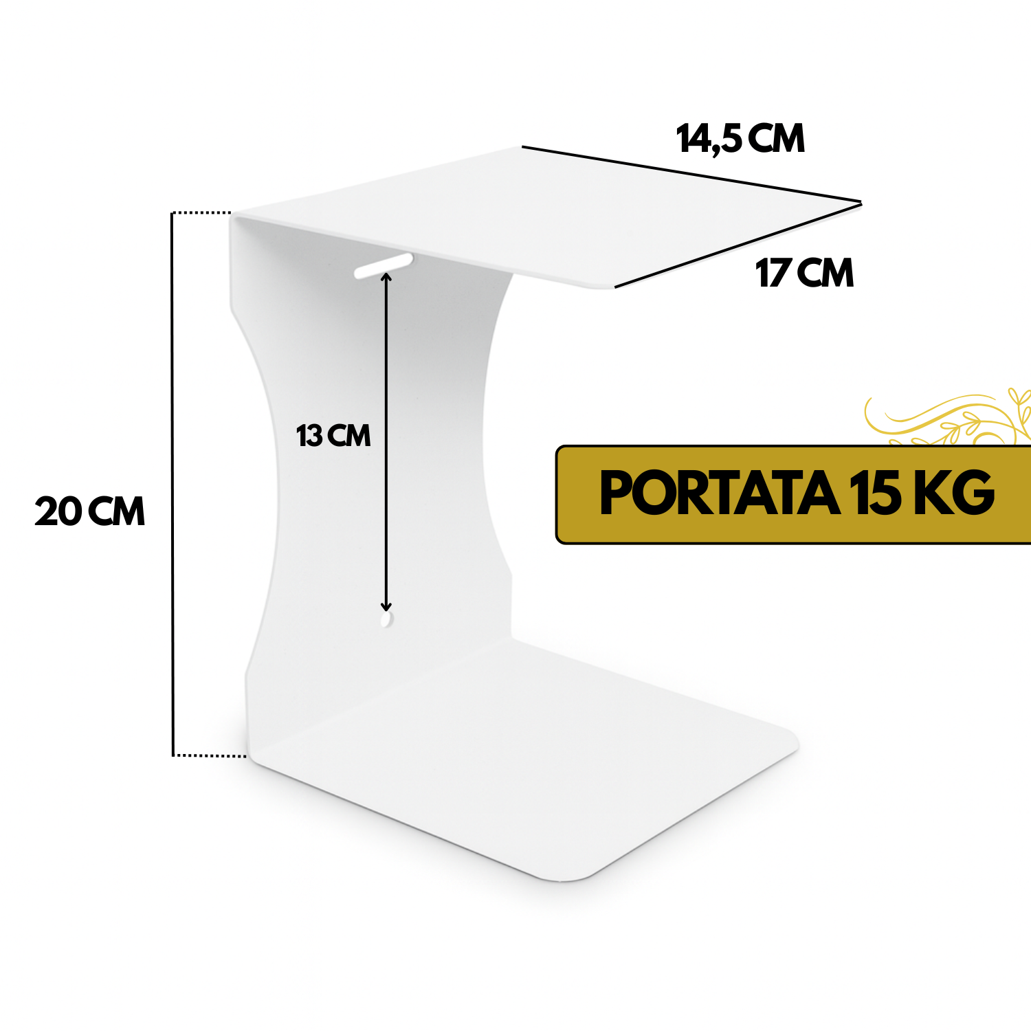 Mensole da Muro Bianche Invisibili Made In Italy Scaffale Libreria Sospese Parete 20 x 17 x 14,5 cm Finitura Metallo Moderne Soggiorno Camera Letto Bagno