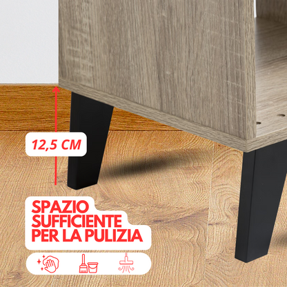 Mobile TV Soggiorno Legno Rovere Tavolino Porta Tv 3 Ripiani Aperti Piedi Antiscivolo Resistente 101 x 32 x 47 cm Camera Letto Salotto