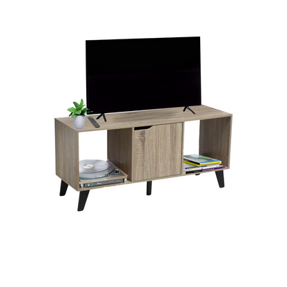 Mobile TV Soggiorno Legno Rovere Tavolino Porta Tv 3 Ripiani Aperti Piedi Antiscivolo Resistente 101 x 32 x 47 cm Camera Letto Salotto