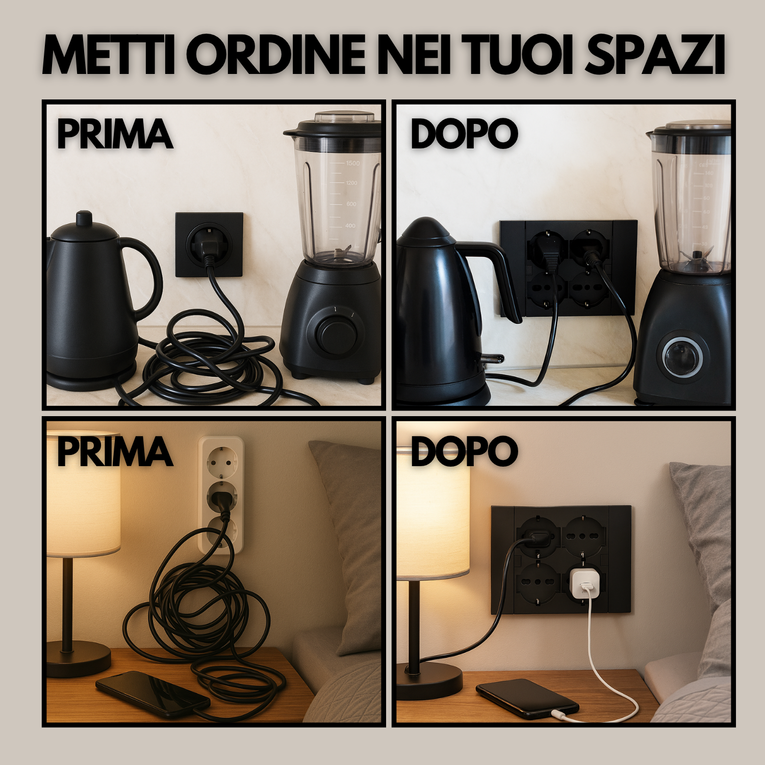 Multipresa da Incasso Quadra 4 Posti Universali P40 Bianca Compatibile Muratura Cartongesso Spine Standard Italiano Tedesca Cablaggio Rapido Presa Multipla Salvaspazio Adattatore