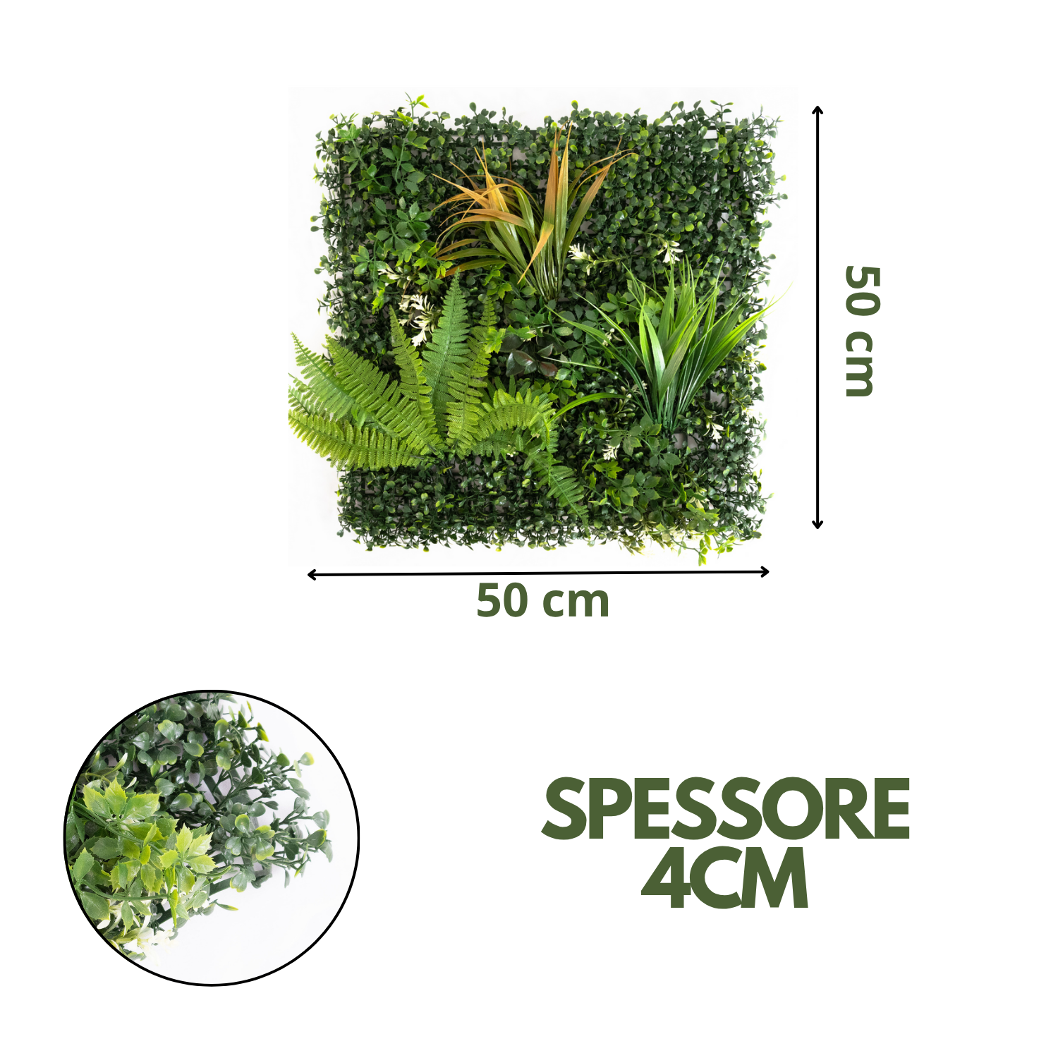 Siepe Artificiale Esterno 50 x 50 cm Set 4 Pannelli Decorativi 3D Effetto Naturale Parete Foglie Realistiche Erba Bosso Sintetica Interno Esterno Balcone Cortile Bar Ristorante