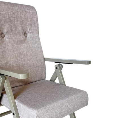 Poltrona Relax Tessuto Reclinabile Manuale Tortora Sedia Sdraio Confortevole Ergonomica