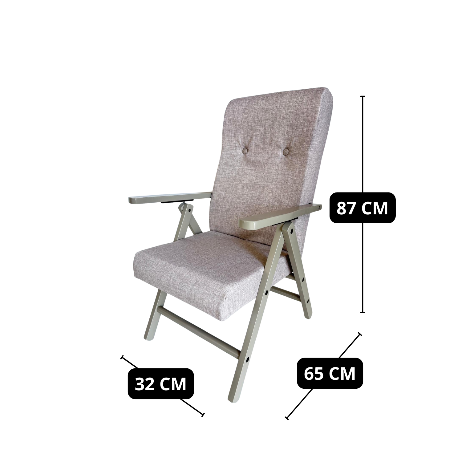 Poltrona Relax Tessuto Reclinabile Manuale Tortora Sedia Sdraio Confortevole Ergonomica