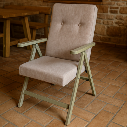 Poltrona Relax Tessuto Reclinabile Manuale Tortora Sedia Sdraio Confortevole Ergonomica