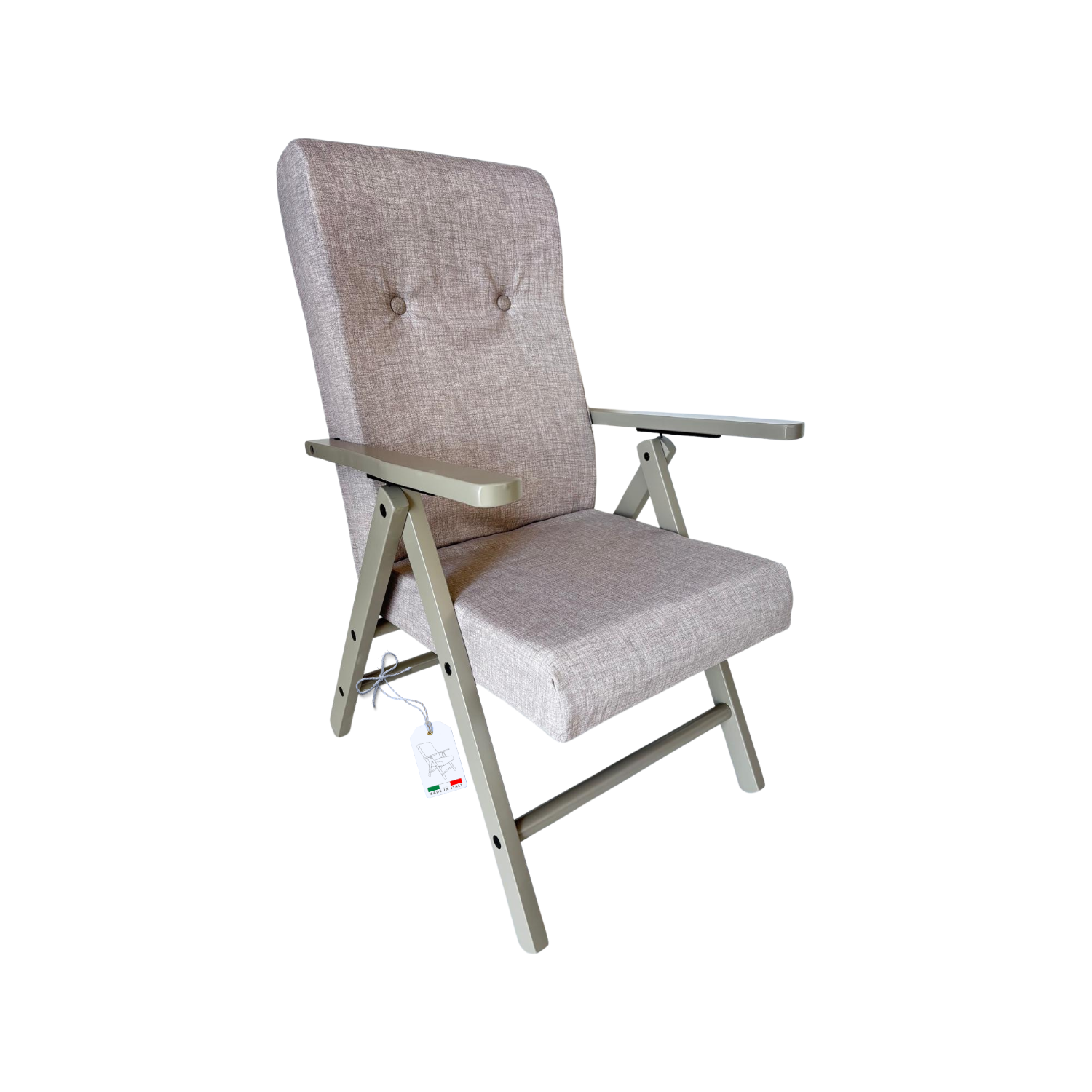 Poltrona Relax Tessuto Reclinabile Manuale Tortora Sedia Sdraio Confortevole Ergonomica