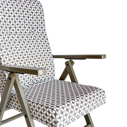 Poltrona Relax Tessuto Reclinabile Manuale Tortora Sedia Sdraio Confortevole Ergonomica