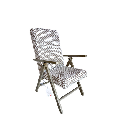 Poltrona Relax Tessuto Reclinabile Manuale Tortora Sedia Sdraio Confortevole Ergonomica