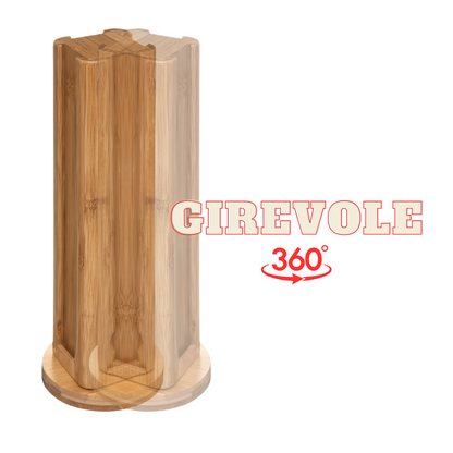 Portacapsule Bambù Rotante Caffè Organizzatore 32 Capsule Cialde Supporto Verticale 29 x 10 cm Cucina Bar Ufficio