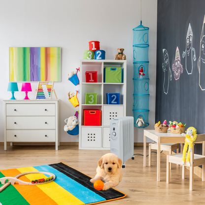 Radiatore Olio Elettrico Basso Consumo Bianco 9 Elementi 3 Livelli Riscaldamento Elettrico Termostato Regolabile Trasportabile 2000 W Protezione Surriscaldamento Casa