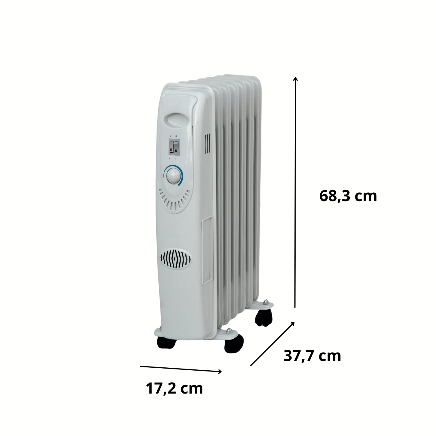 Radiatore Olio Elettrico Basso Consumo Bianco 7 Elementi 3 Livelli Riscaldamento Elettrico Termostato Regolabile Trasportabile 1500 W Protezione Surriscaldamento Casa