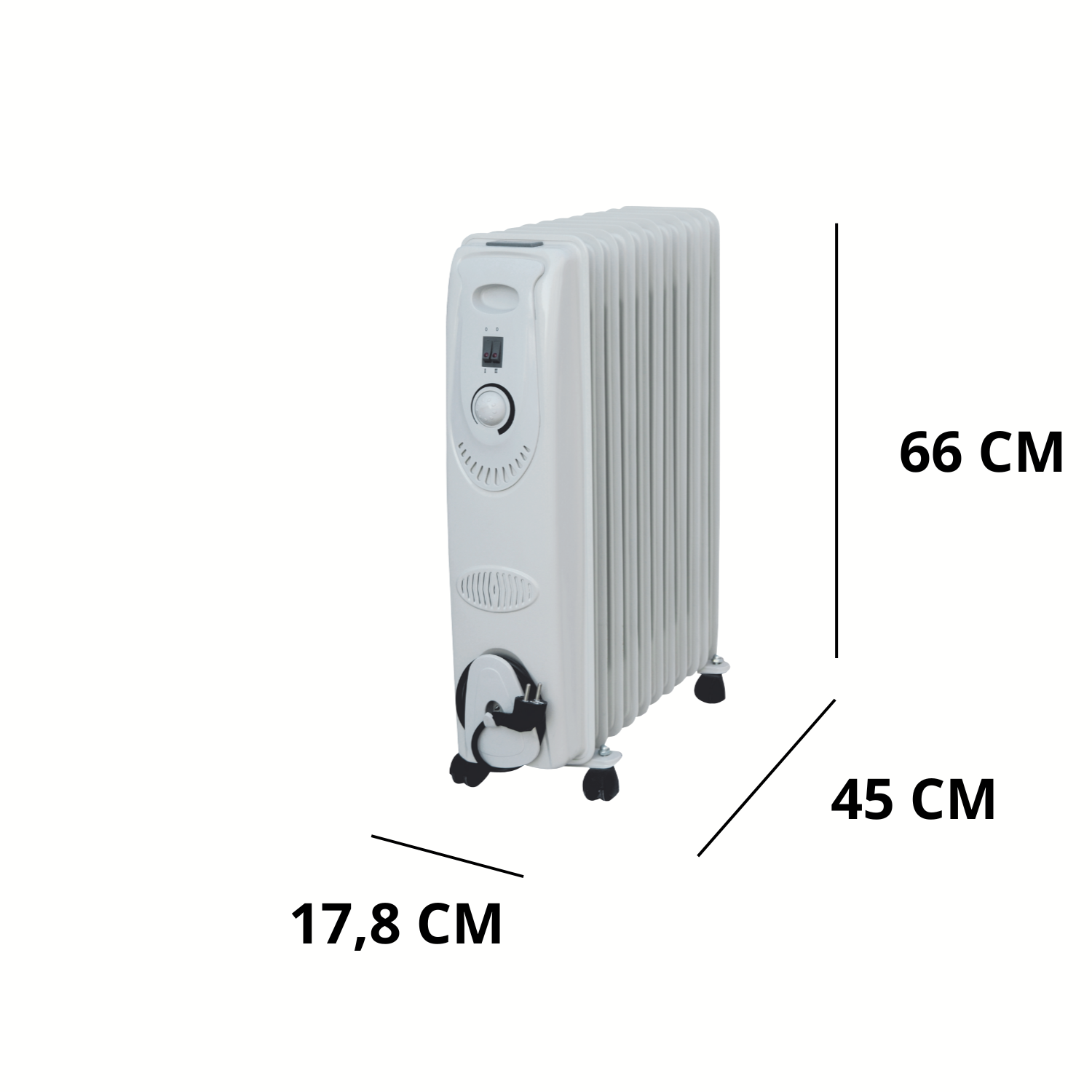 Radiatore Olio Elettrico Basso Consumo Bianco 9 Elementi 3 Livelli Riscaldamento Elettrico Termostato Regolabile Trasportabile 2000 W Protezione Surriscaldamento Casa