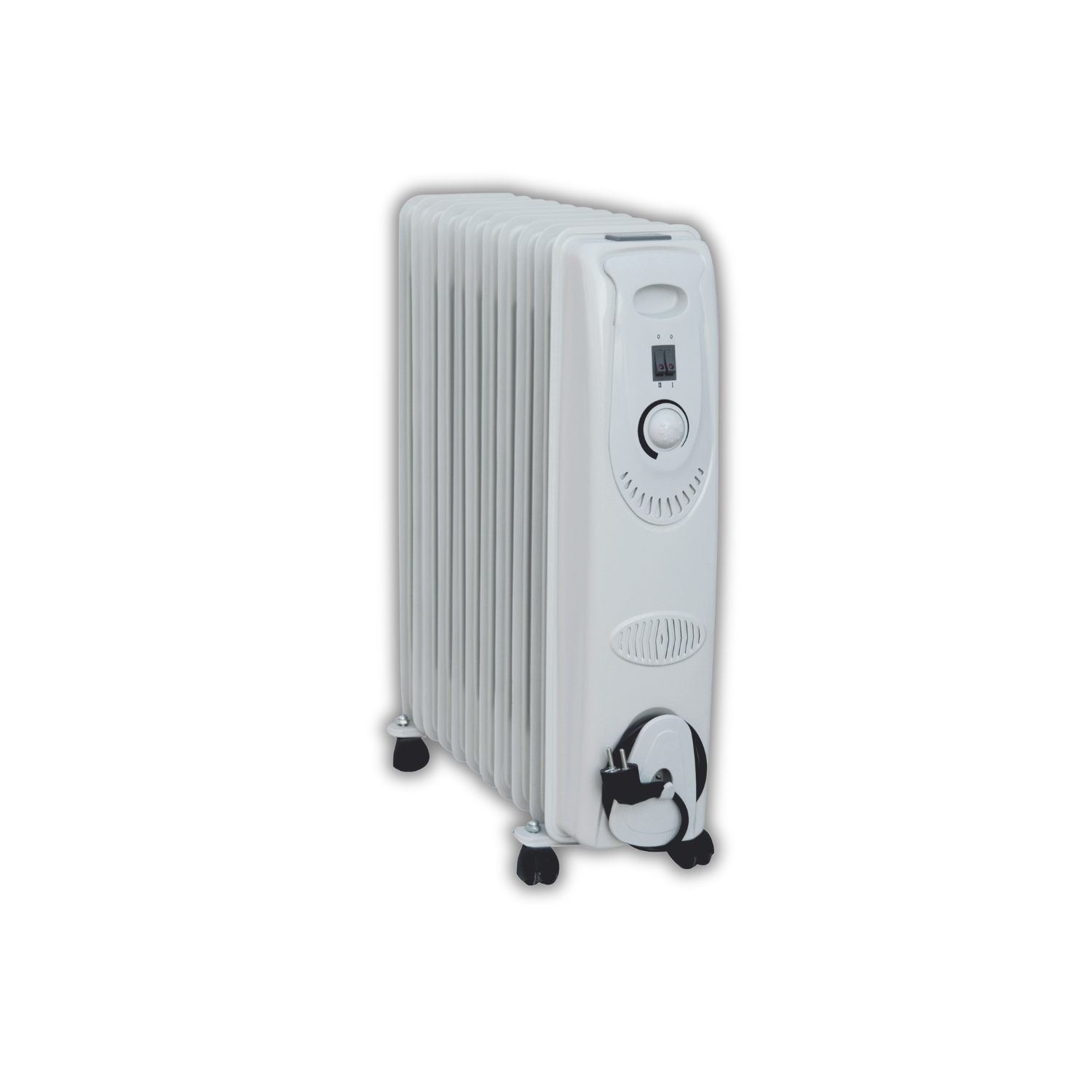 Radiatore Olio Elettrico Basso Consumo Bianco 9 Elementi 3 Livelli Riscaldamento Elettrico Termostato Regolabile Trasportabile 2000 W Protezione Surriscaldamento Casa