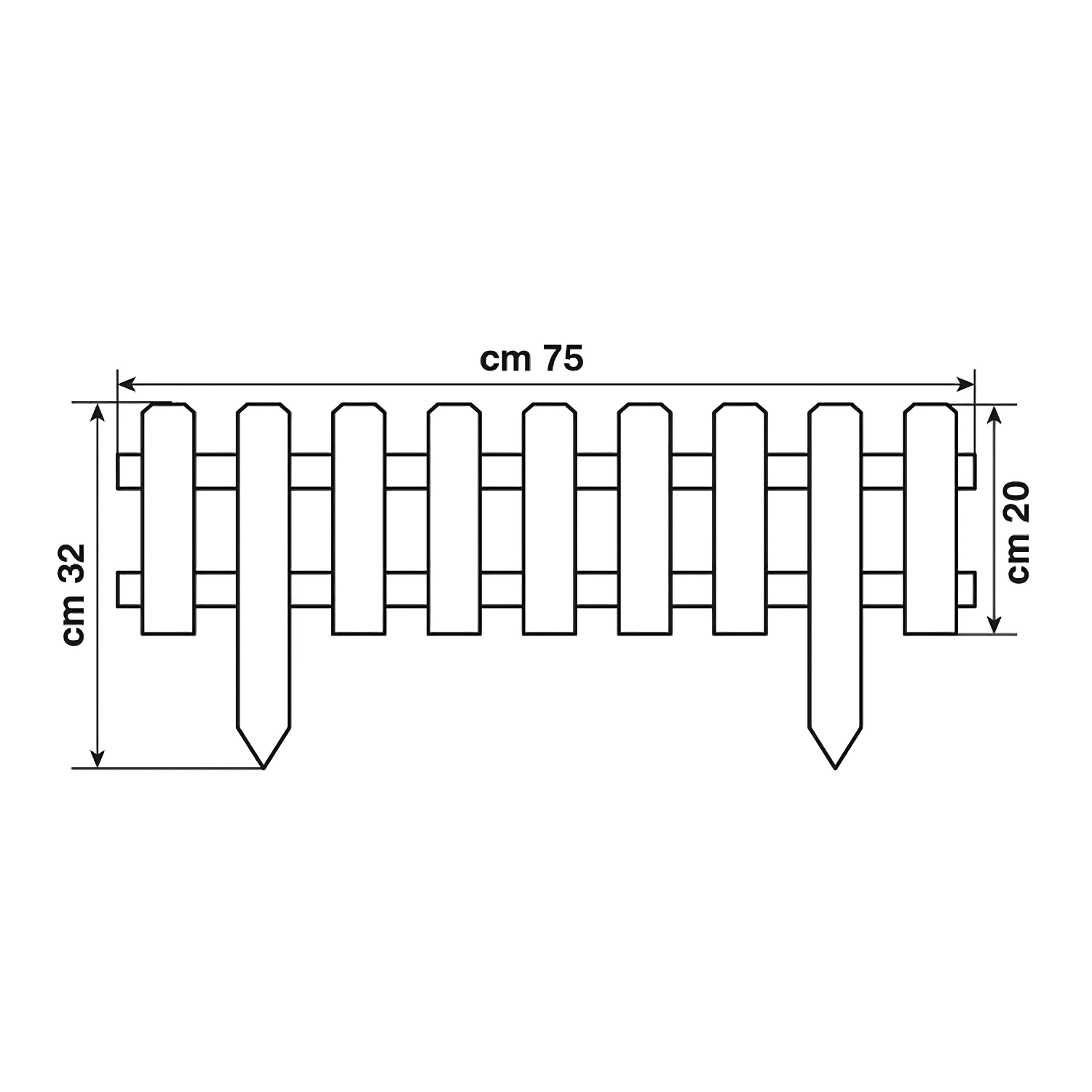 Recinzione Staccionata Giardino Aiuole Legno Bassa Pino Impregnato 75 x 32 cm Bordo Prato