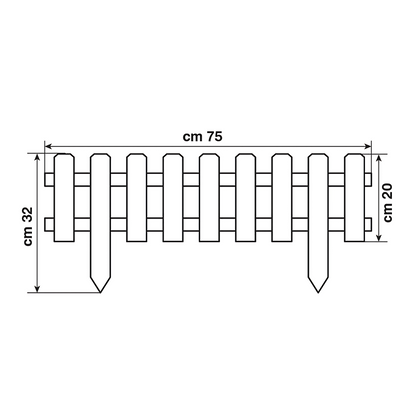 Recinzione Staccionata Giardino Aiuole Legno Bassa Pino Impregnato 75 x 32 cm Bordo Prato