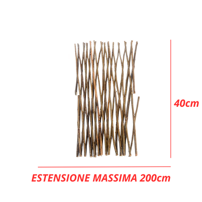 Recinzione Traliccio Estensibile Rami Vimini Legno 40 x 200 cm Naturale Esterno Interno Piante Rampicanti Giardino Ringhiera Balcone Terrazza Reticolato Privacy