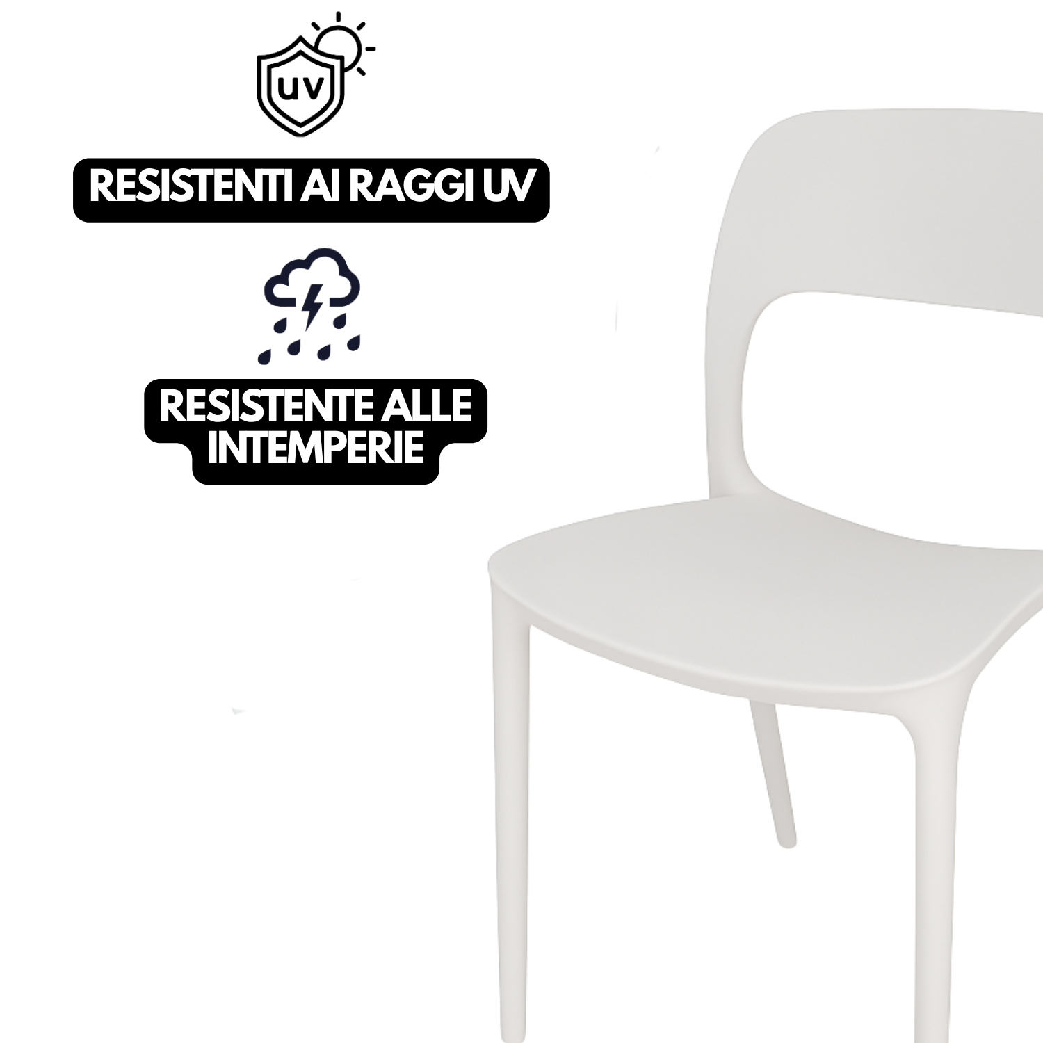 Sedia Bianca Polipropilene Impilabili Schienale Moderno Ergonomico Dimensioni 83 x 55 x 41 cm Interno Esterno Casa Ufficio Bar Ristorante