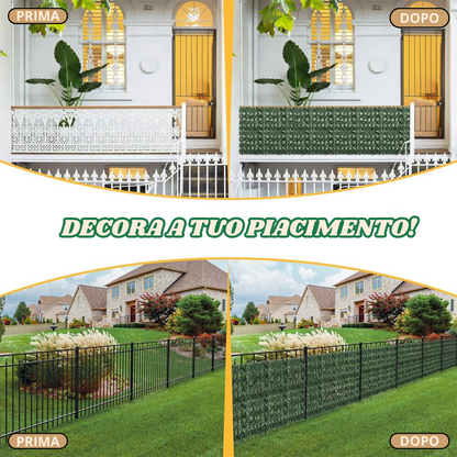 Siepe Finta Recinzione Verde Edera Sintetica Giardino Balcone Terrazzo Ringhiera Privacy Foglie Artificiali Resistente Realistica
