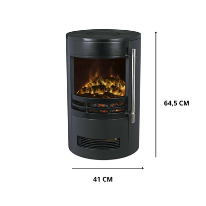 Caminetto Elettrico Parete Camino Nero Termostato Regolabile Effetto Fuoco Fiamma Realistico Dispositivo Protezione Riscaldamento Stufa Termica 2 Potenze Calore Silenzioso