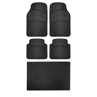 Tappetini Auto Gomma Universali Set 5 Pezzi Abitacolo Bagagliaio Copri Baule Incluso Antiscivolo Sagomabili PVC Plastica Impermeabile Ritagliabile Adattabile