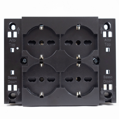 Multipresa da Incasso Quadra 4 Posti Universali P40 Bianca Compatibile Muratura Cartongesso Spine Standard Italiano Tedesca Cablaggio Rapido Presa Multipla Salvaspazio Adattatore