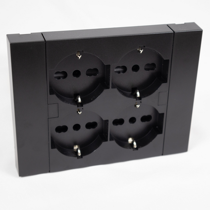 Multipresa da Incasso Quadra 4 Posti Universali P40 Bianca Compatibile Muratura Cartongesso Spine Standard Italiano Tedesca Cablaggio Rapido Presa Multipla Salvaspazio Adattatore